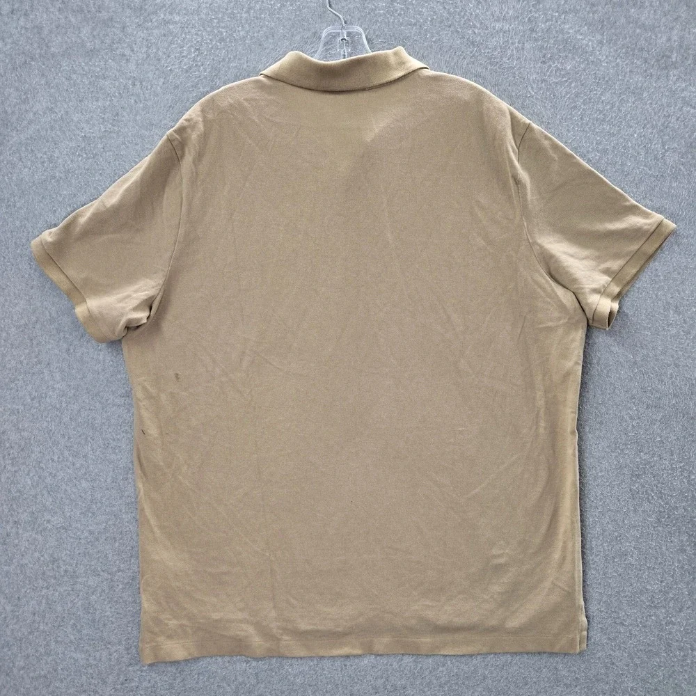 Polo Ralph Lauren Men Polo Shirt XL Beige Logo Split Side Hem Pony Classic READ